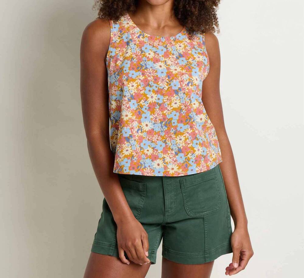 NEW TOAD&CO sunkissed button back tank top in sunset print